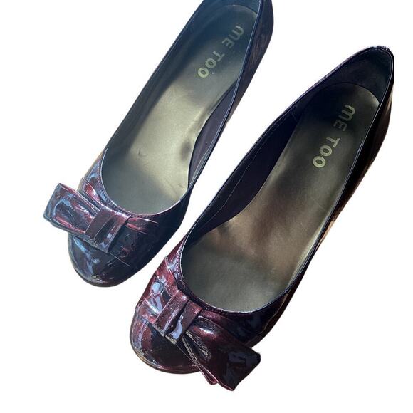 Me Too Burgundy Patent Leather Low Heeled Shoes - Sz. 9M (EUC) - Picture 1 of 8